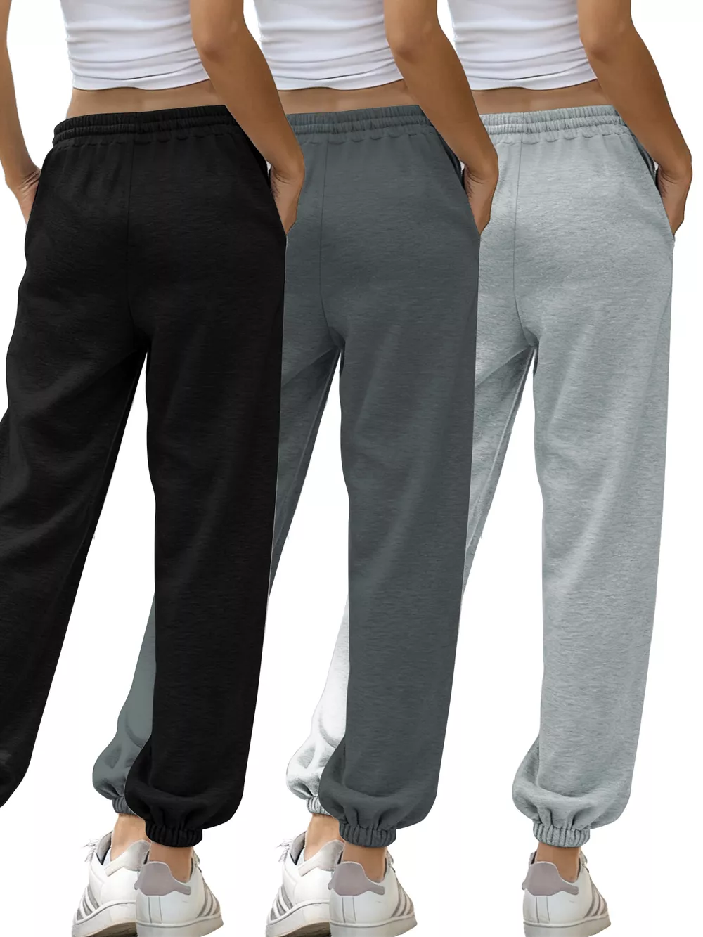 3 Piece Drawstring Joggers with Pockets, image 2