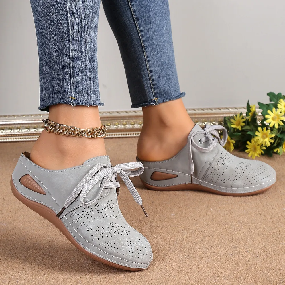 Lace-Up Round Toe Wedge Sandals, image 8
