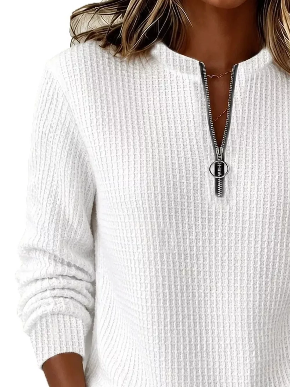 Full Size Quarter-Zip Textured Sweatshirt Plus Size, image 2