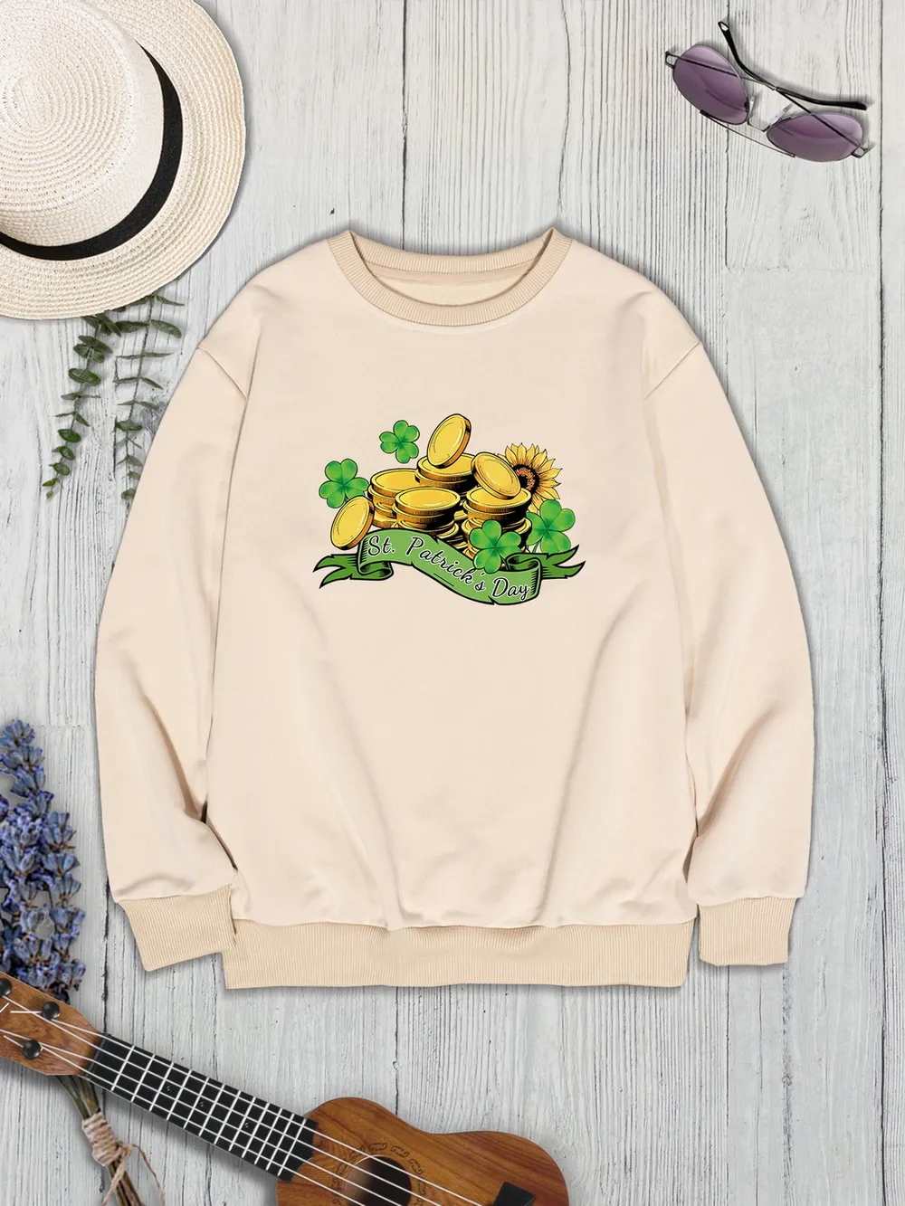 ST. PATRICK'S DAY Graphic Round Neck Sweatshirt, image 4