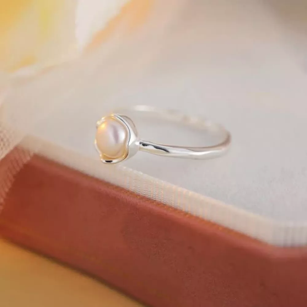 Freshwater Pearl 925 Sterling Silver Open Ring, image 2