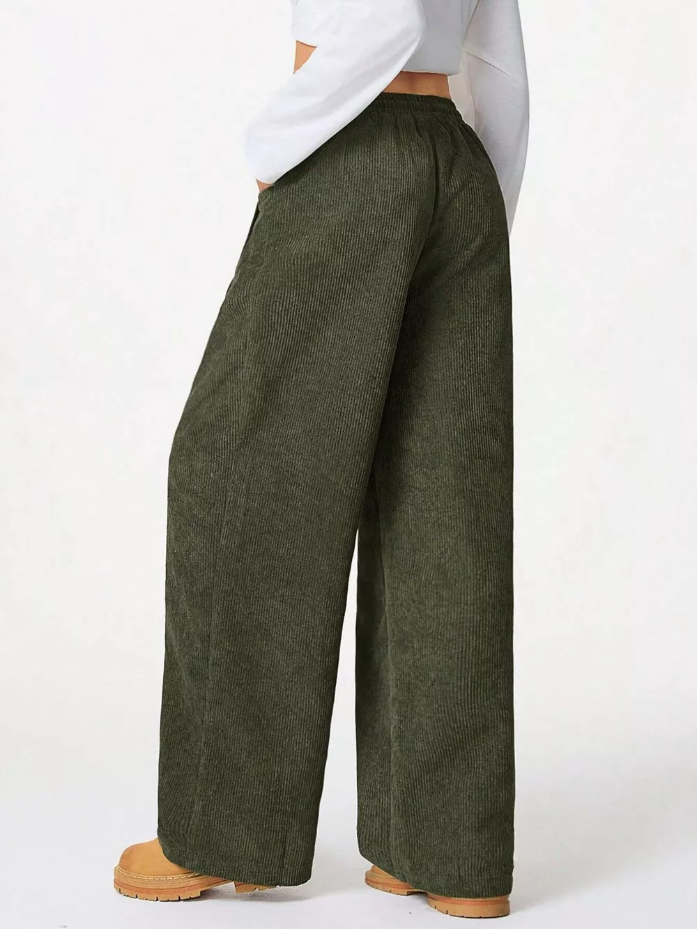 Wide Leg Corduroy Drawstring Pants, image 7