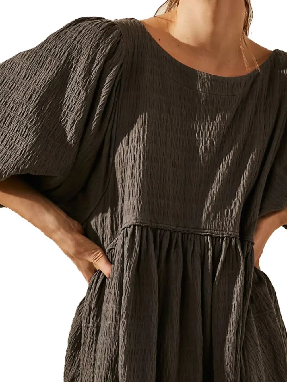 Cutout Textured Long Sleeve Mini Dress, image 14