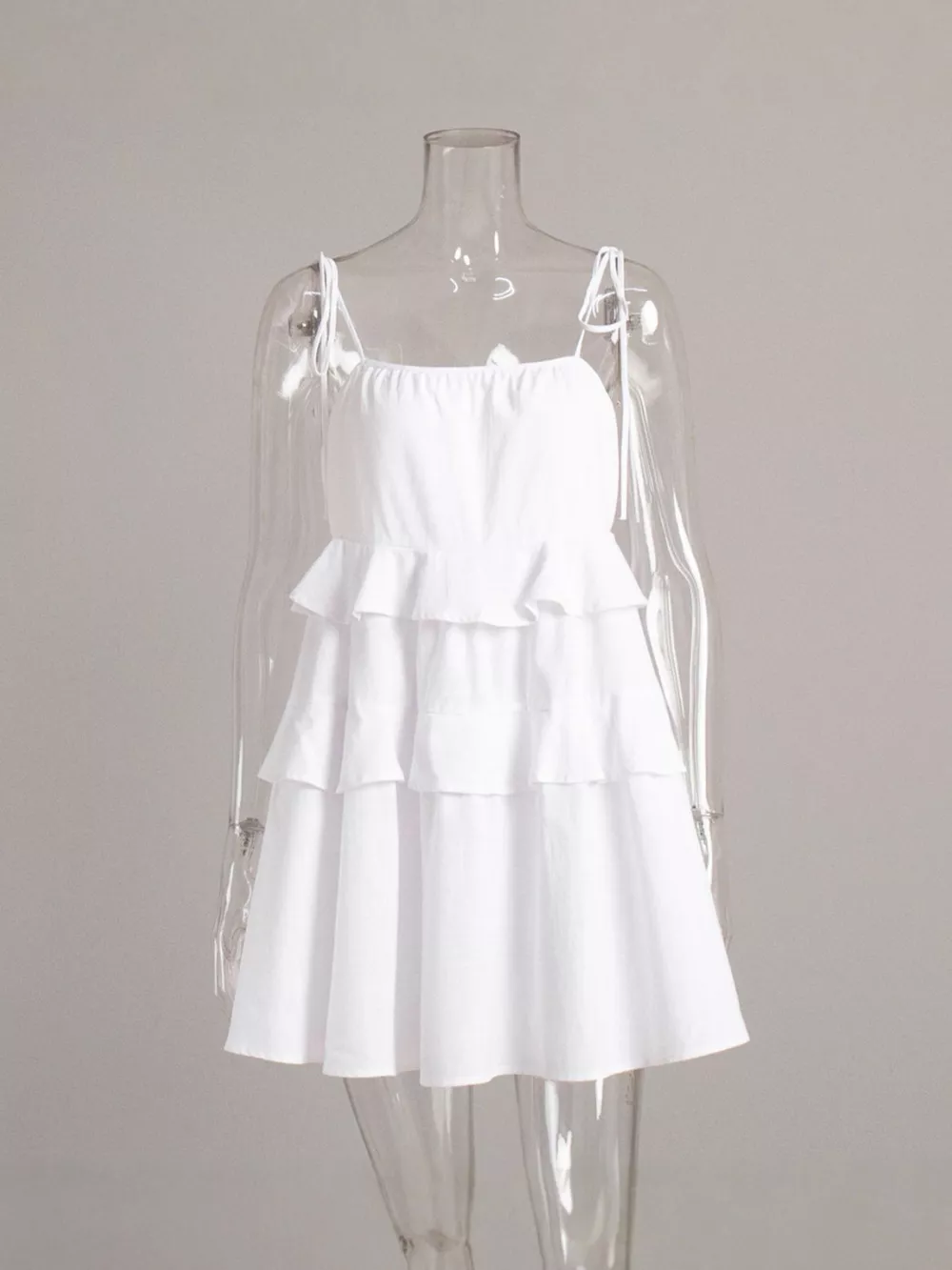 Ruffled Tie Shoulder Mini Dress, image 2