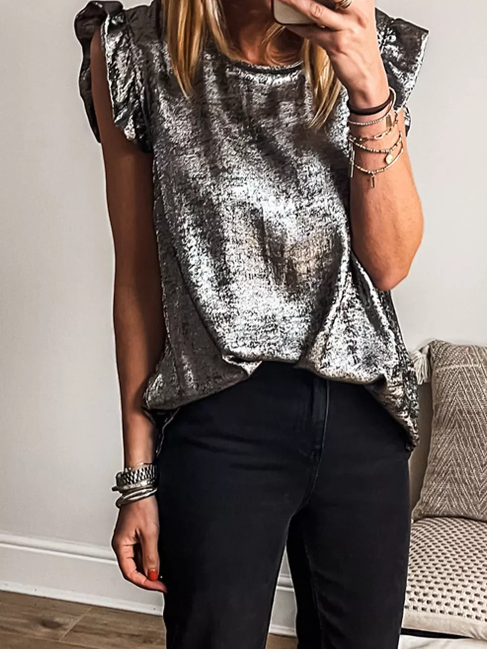 Ruffled Round Neck Tank, image 4