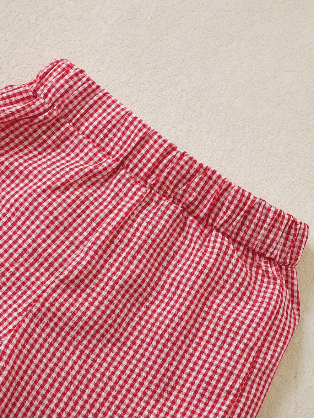 Children's Strawberry Gingham Ruffle Trim Top and Shorts Set, image 2