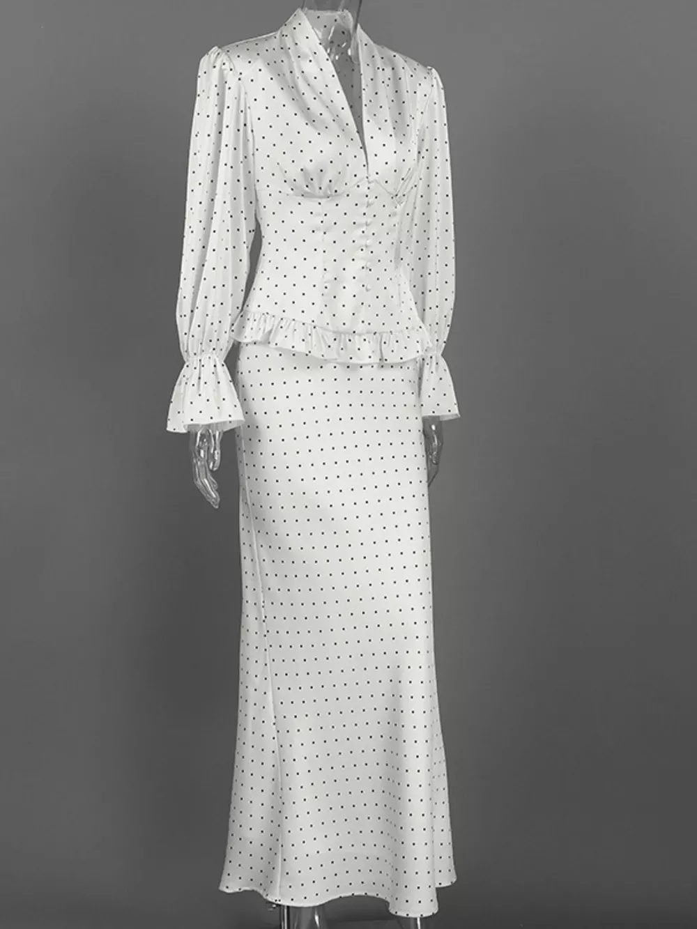 Satin Polka Dot Top and Skirt Set, image 9