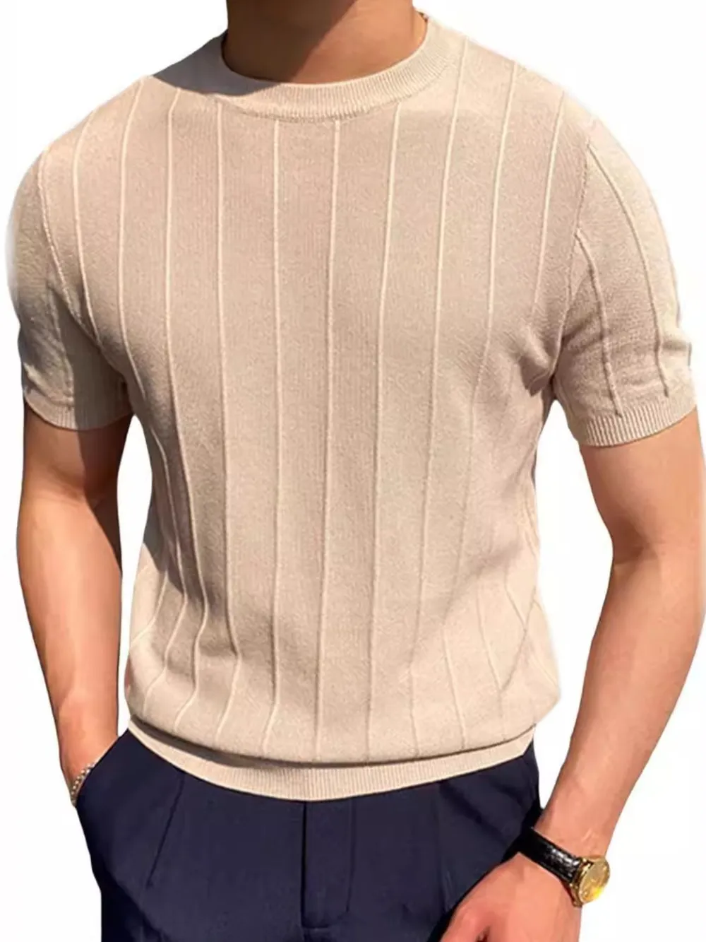 Men's Full Size Round Neck Short Sleeve T-Shirt Plus Size, image 5