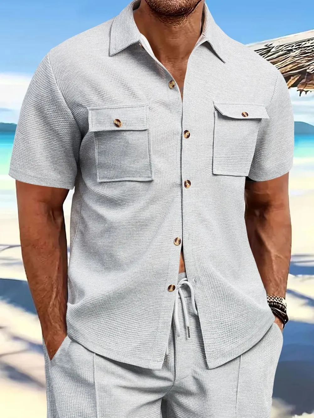 Men's Full Size Button Down Short Sleeve Shirt Plus Size, image 5