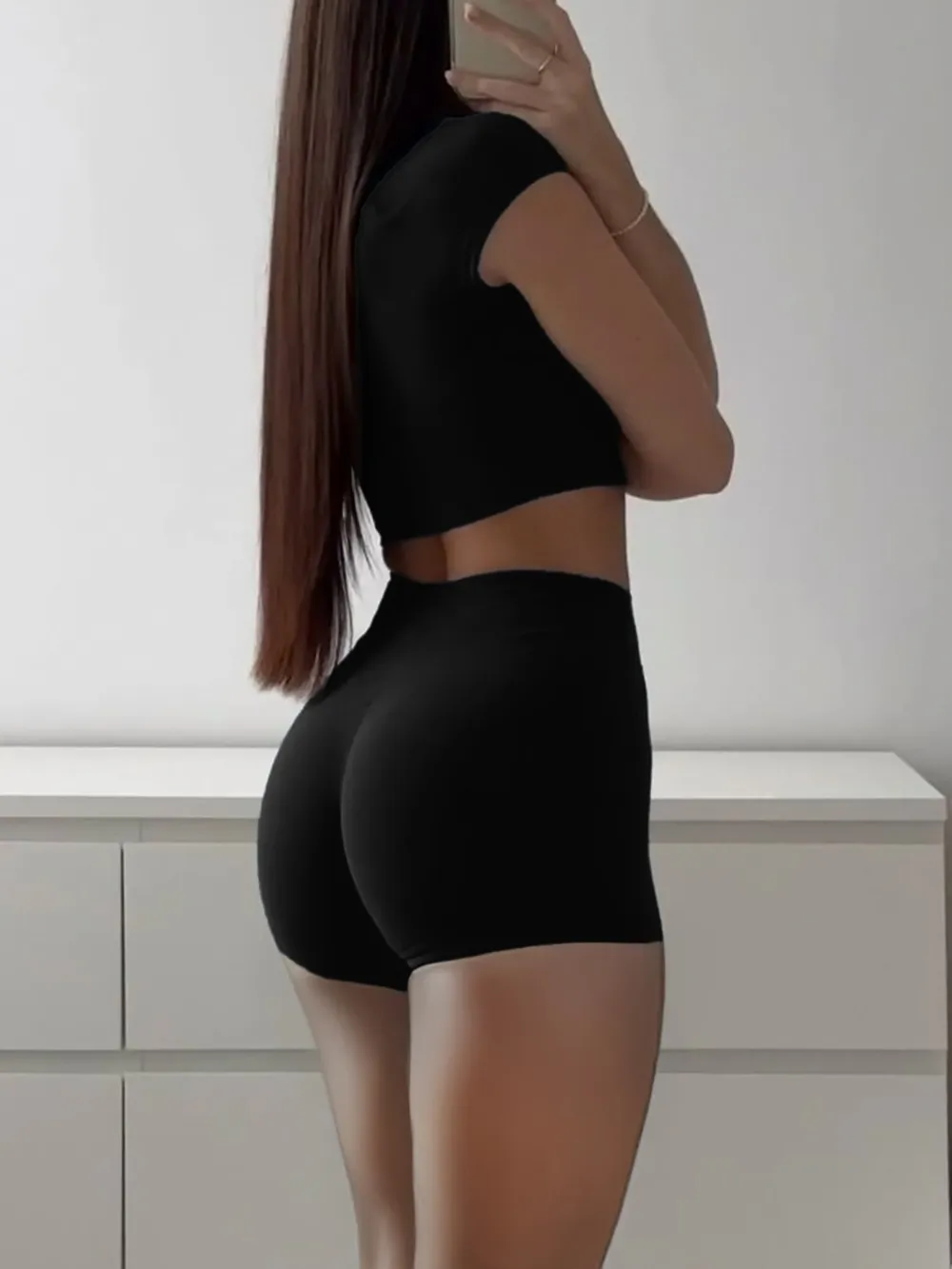 Short Sleeve Crop Top and Shorts Set, image 3