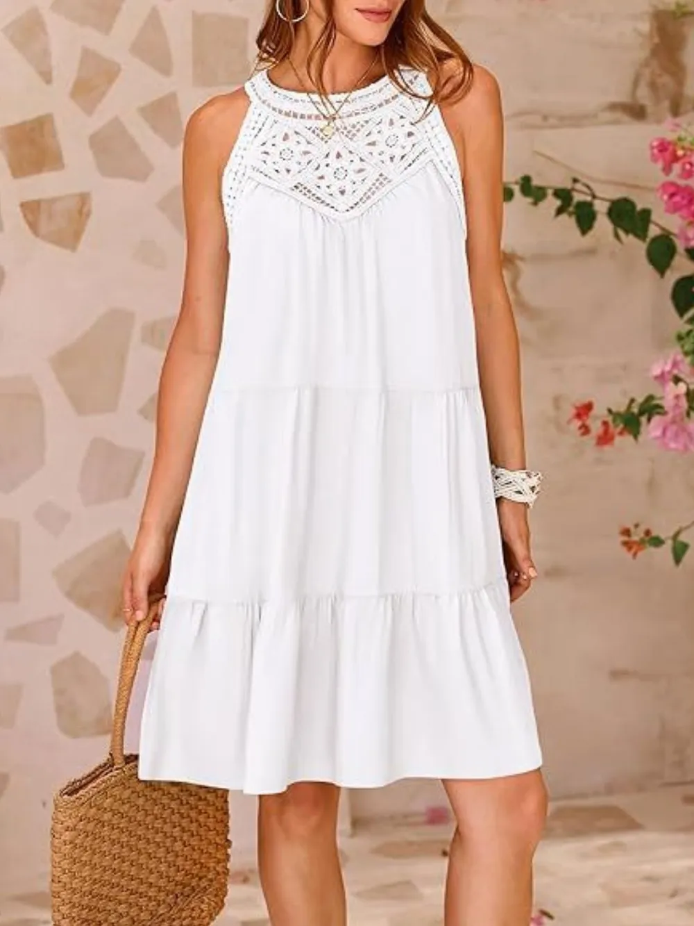 Ruffled Hem Lace Sleeveless Dress, image 5