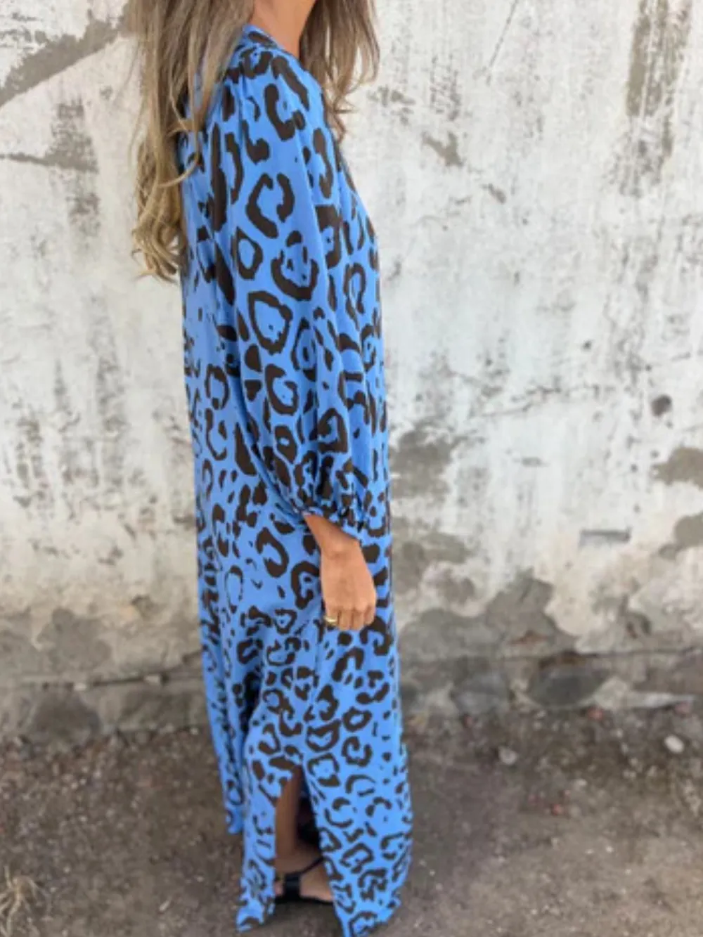Full Size Printed V-Neck Dress with Pockets Plus Size, image 8