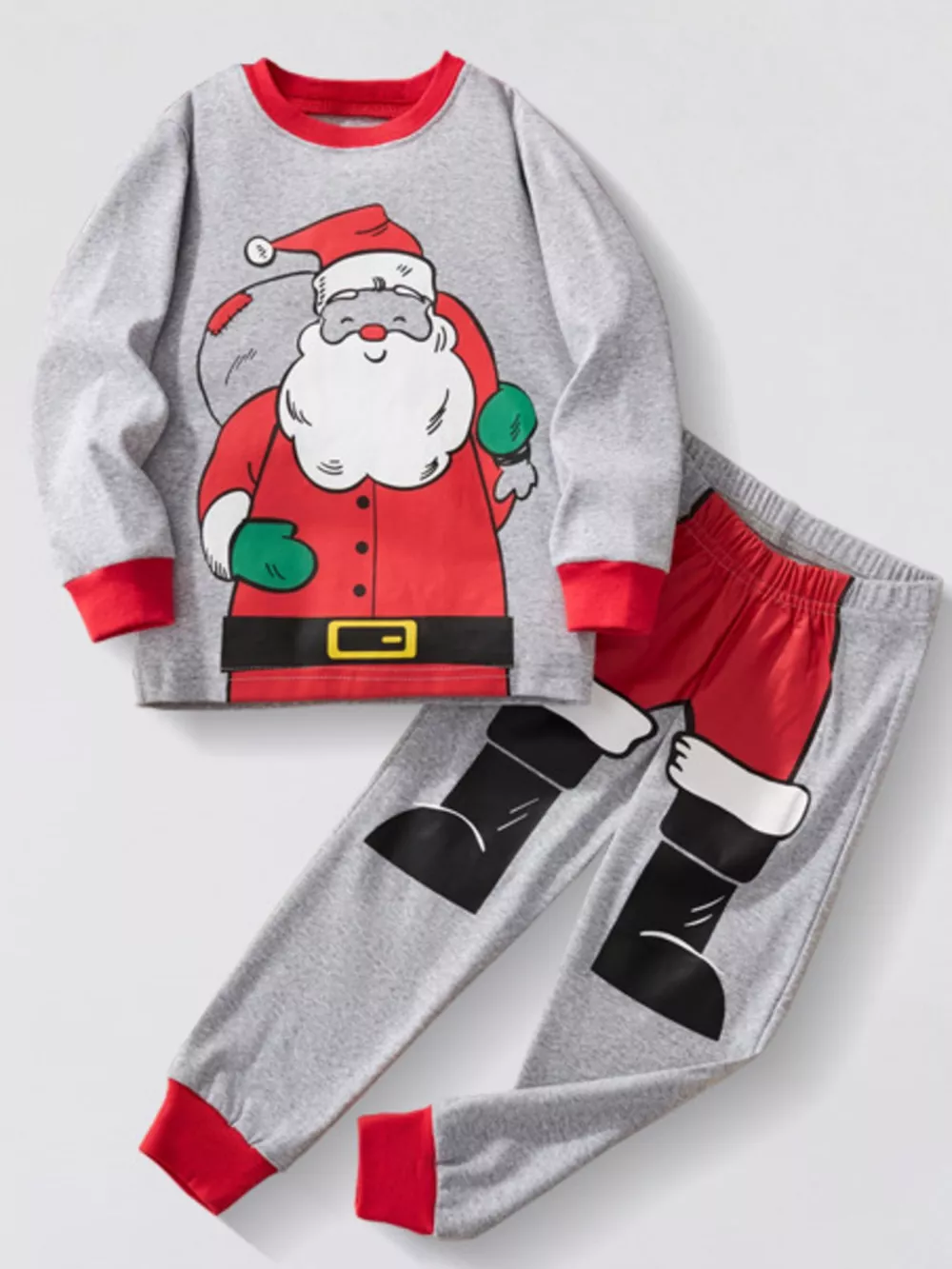Children's Christmas Santa Round Neck Pajama Set