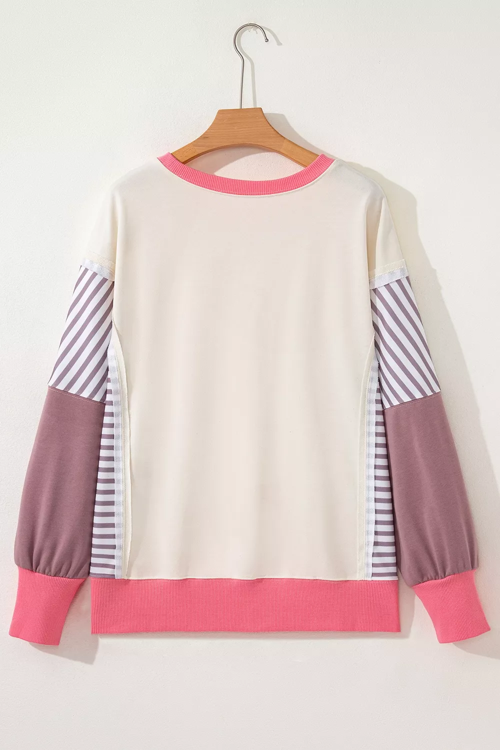 Color-Block Striped Crew Neck Sweatshirt, image 3