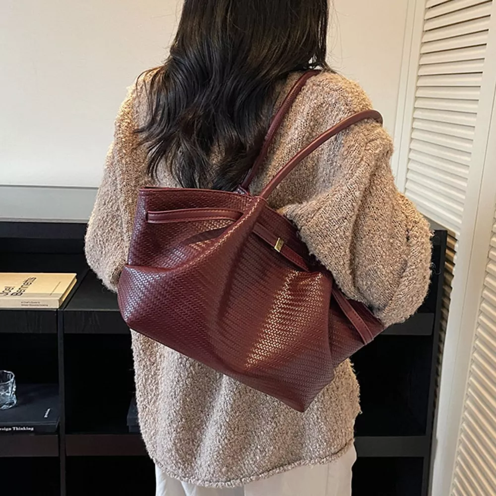 Textured Leather Shoulder Bag, image 5