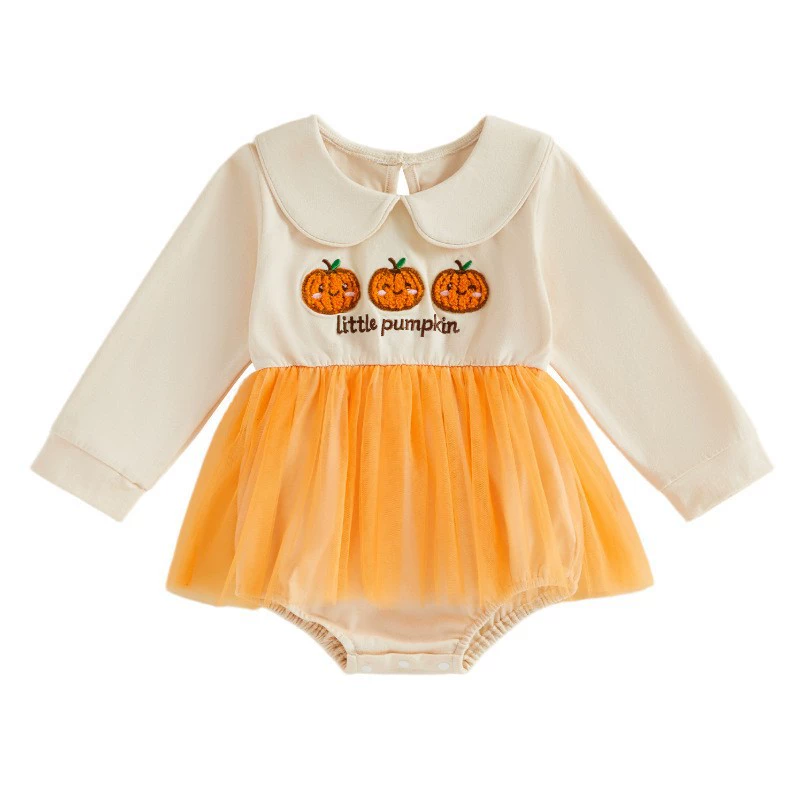 Children's Halloween Embroidered Tulle Bodysuit Dress, image 3