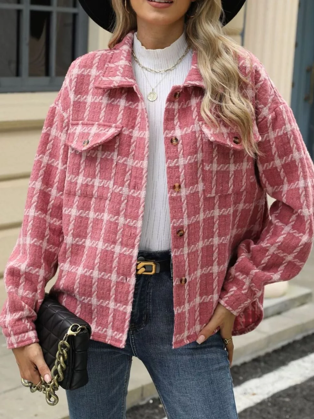 Plaid Button Up Long Sleeve Jacket, image 11