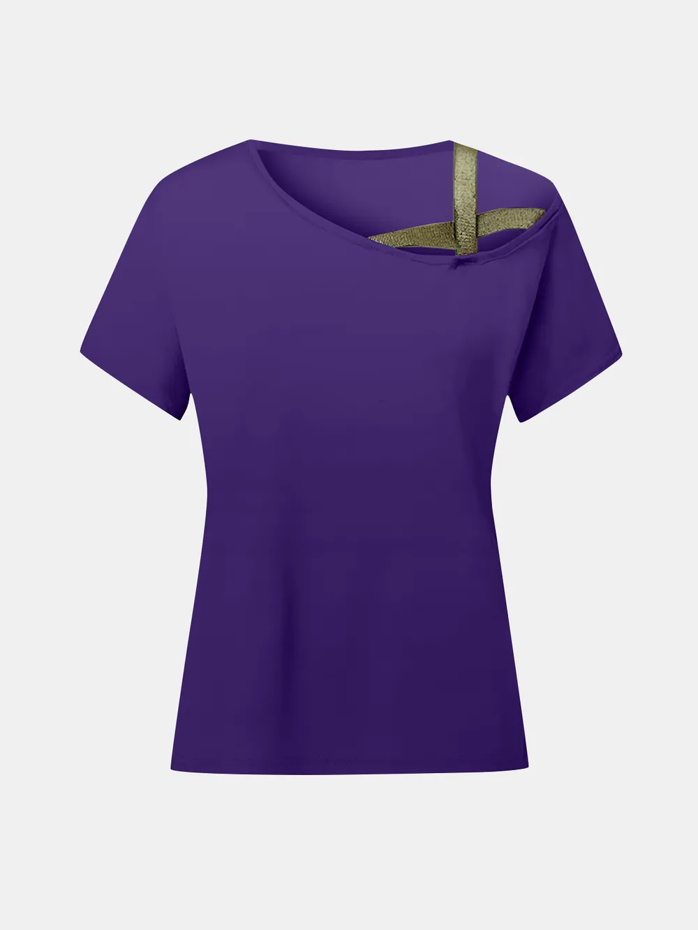 Asymmetrical Neck Short Sleeve T-Shirt, image 4