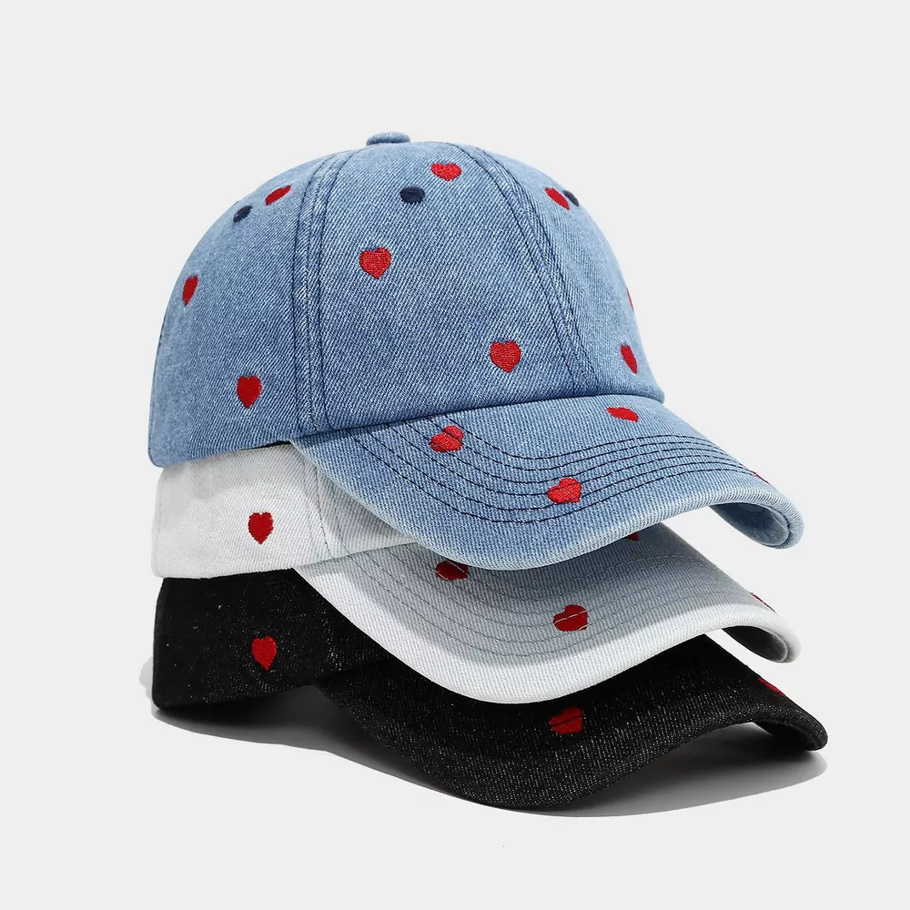 Embroidered Heart Denim Baseball Cap, image 2