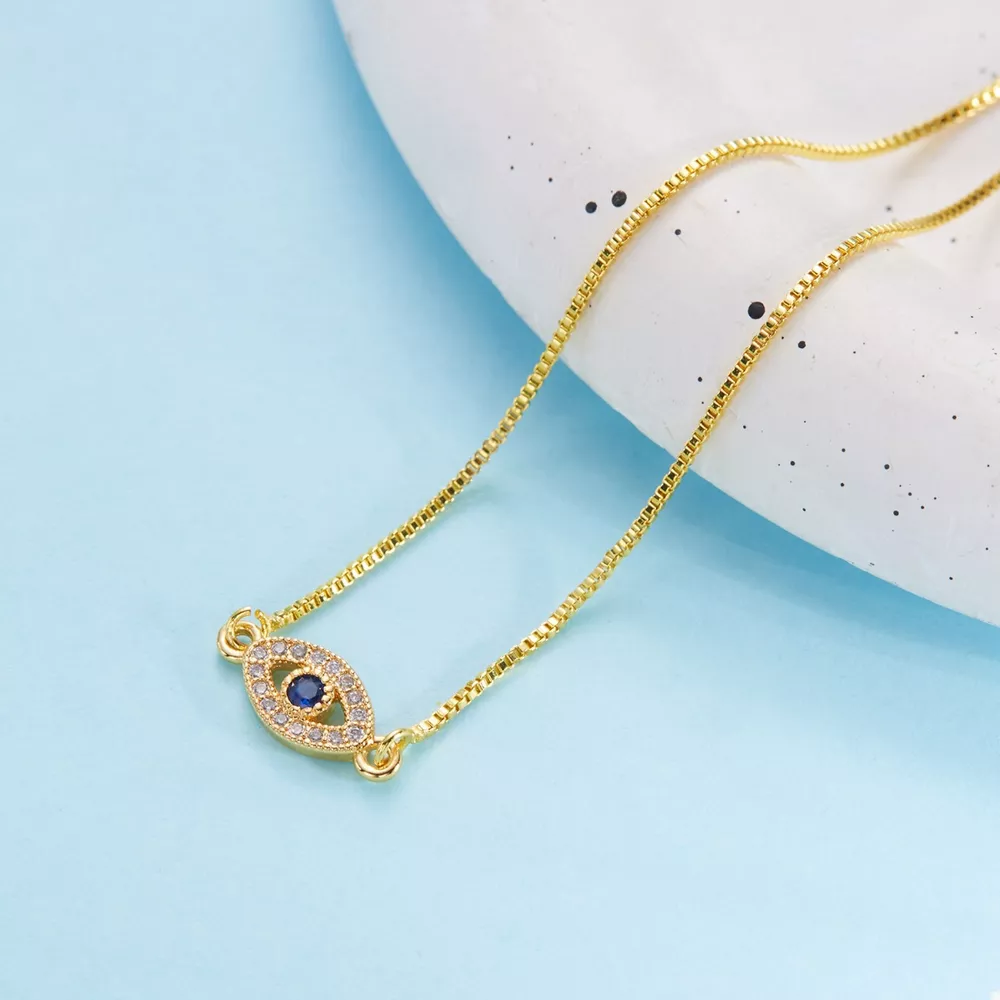 18K Gold-Plated Evil Eye Adjustable Bracelet, image 2