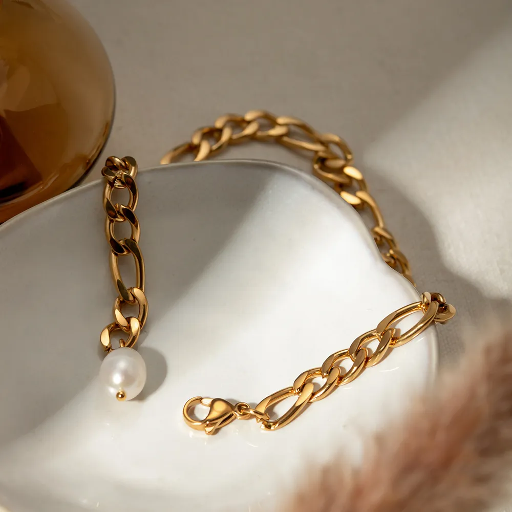 Stainless Steel Chain Pearl Anklet Bracelet, image 4