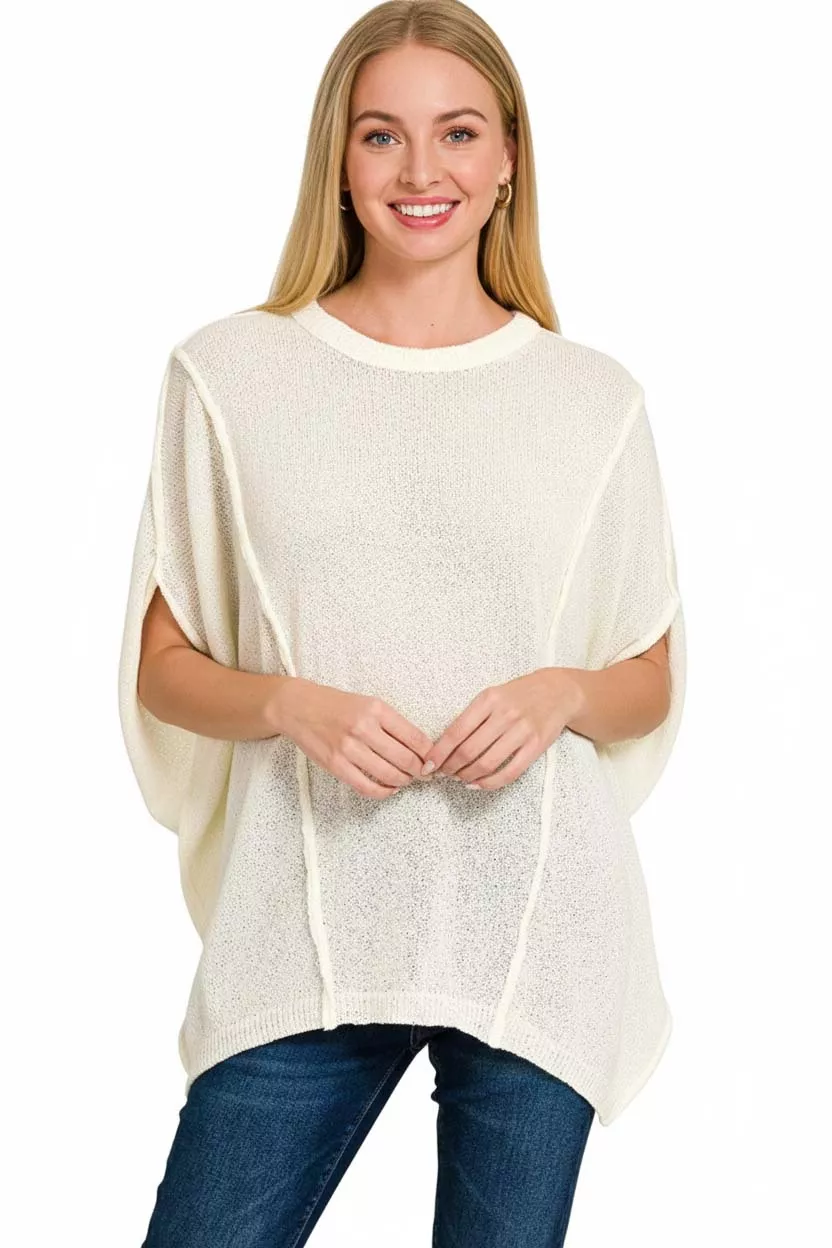 Drop Shoulder Short Sleeve Knit Top, image 3
