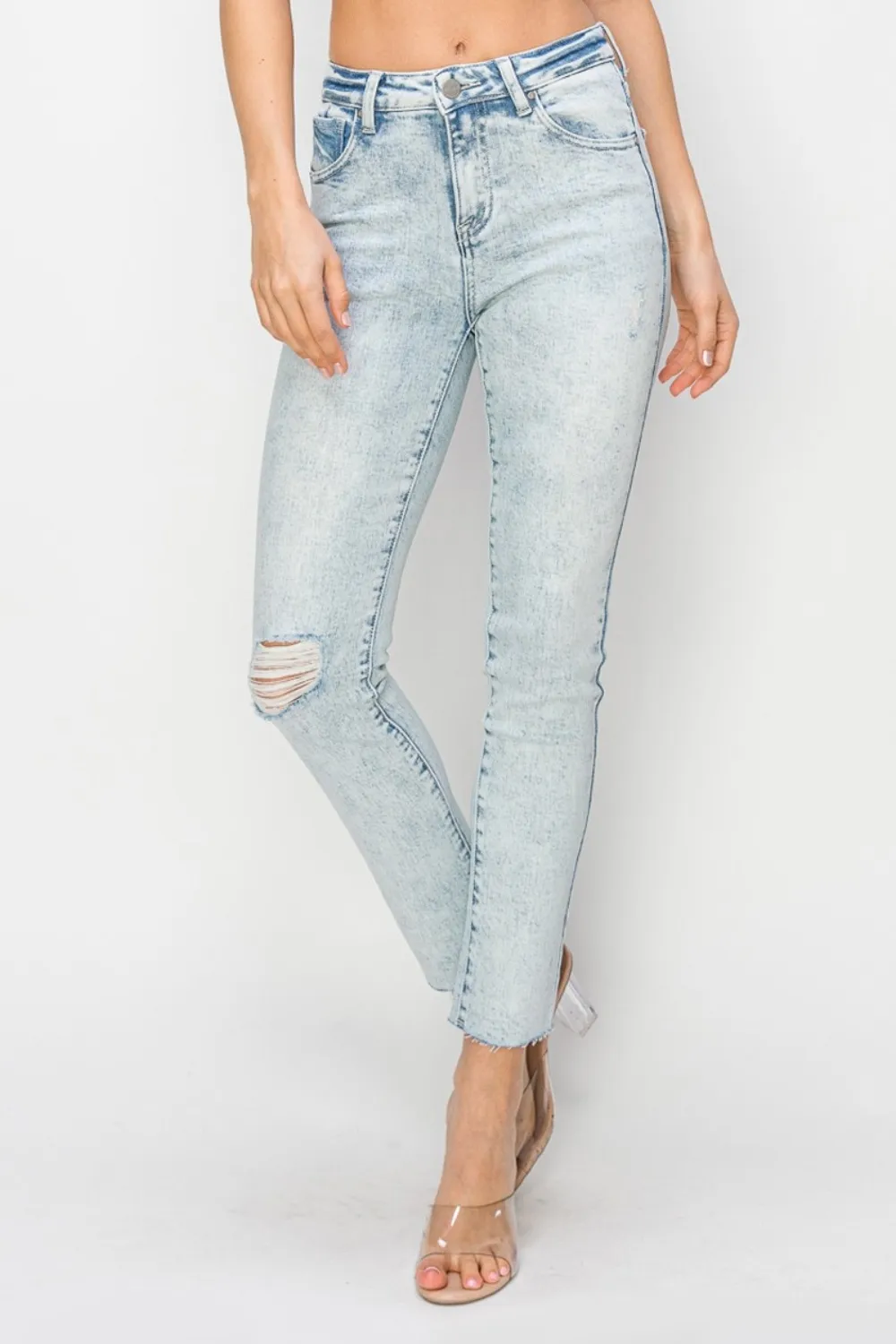 Full Size High Rise Distressed Skinny Jeans, image 5