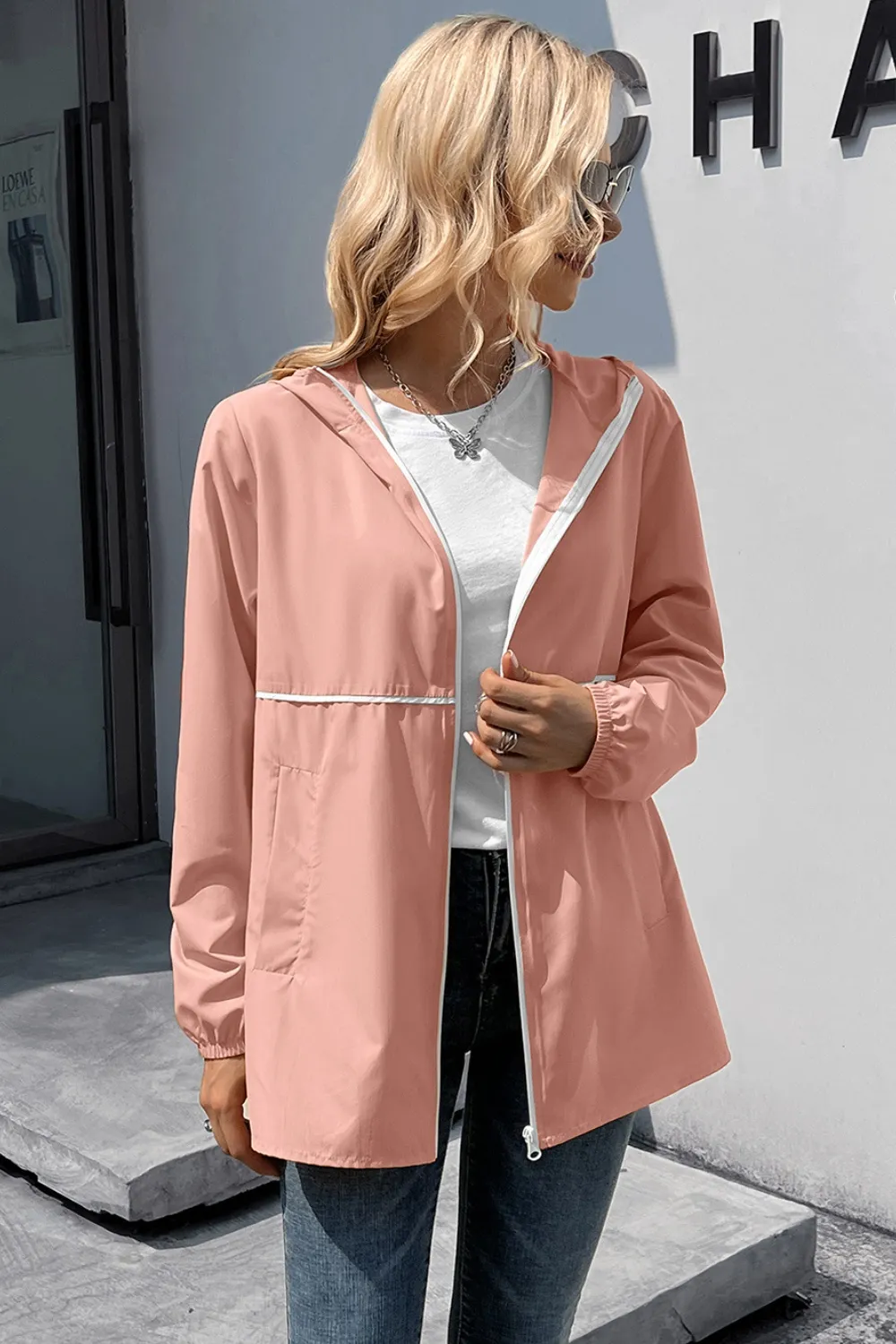 Zip Up Long Sleeve Hooded Watertight Jacket, image 13