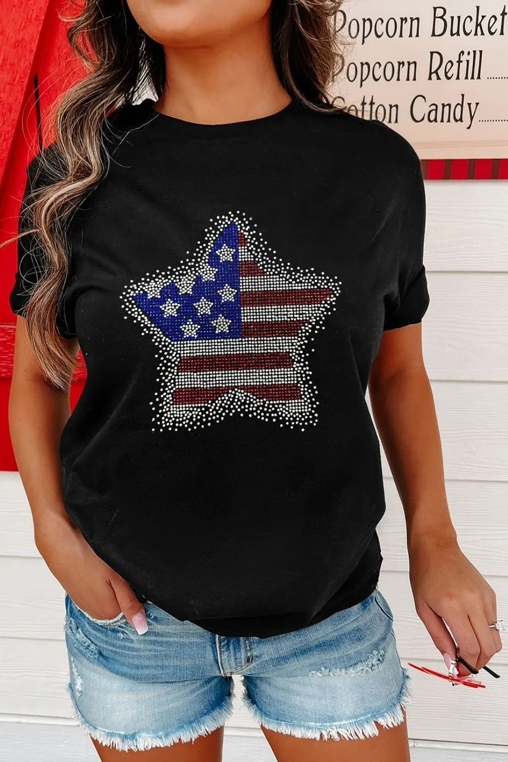 Star Round Neck Short Sleeve T-Shirt, image 2