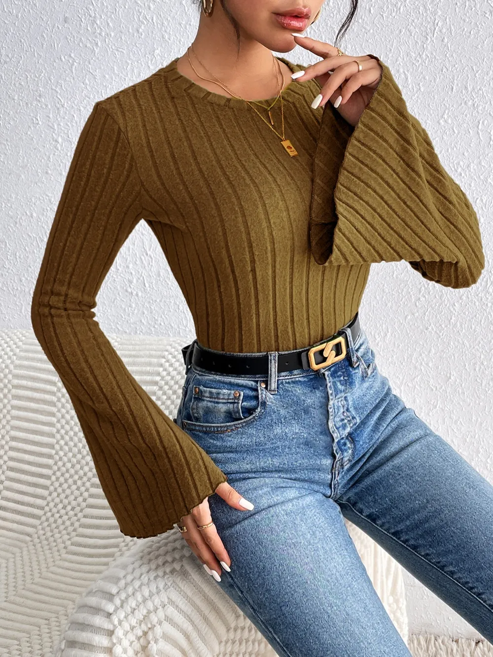 Round Neck Flare Sleeve T-Shirt, image 3