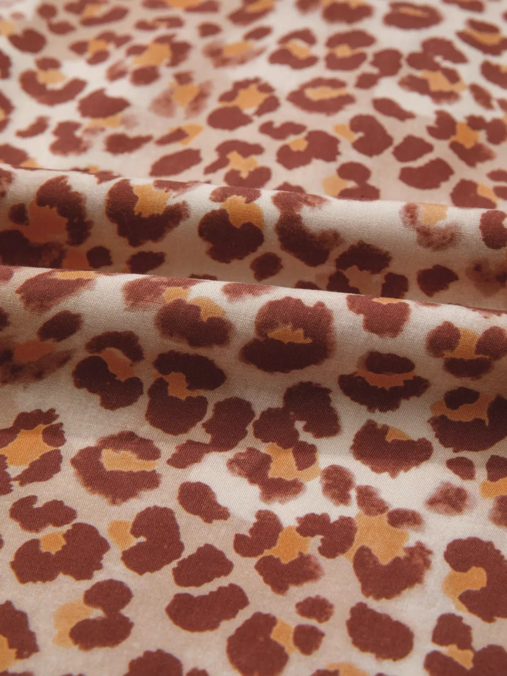 Leopard Print Smocked Notched Blouse, image 3