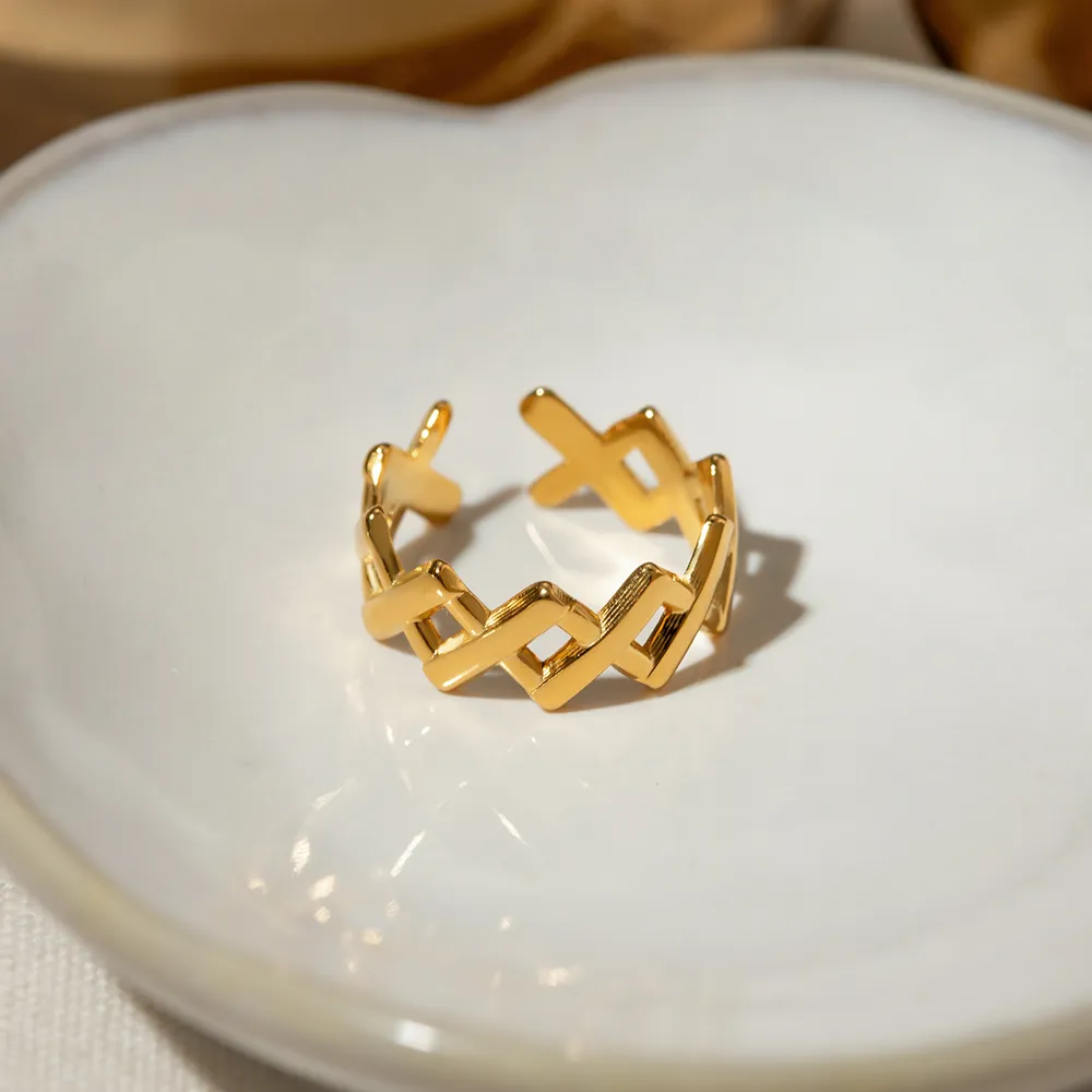 Stainless Steel Cutout Open Ring, image 3