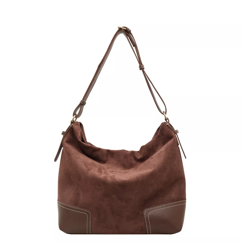Vintage Suede Patchwork Hobo Shoulder Bag, image 7