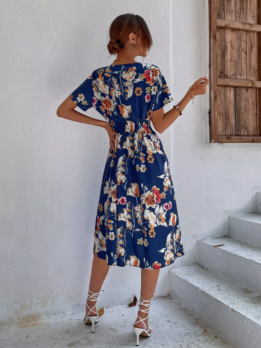Printed Short Sleeve Midi Dress, image 22