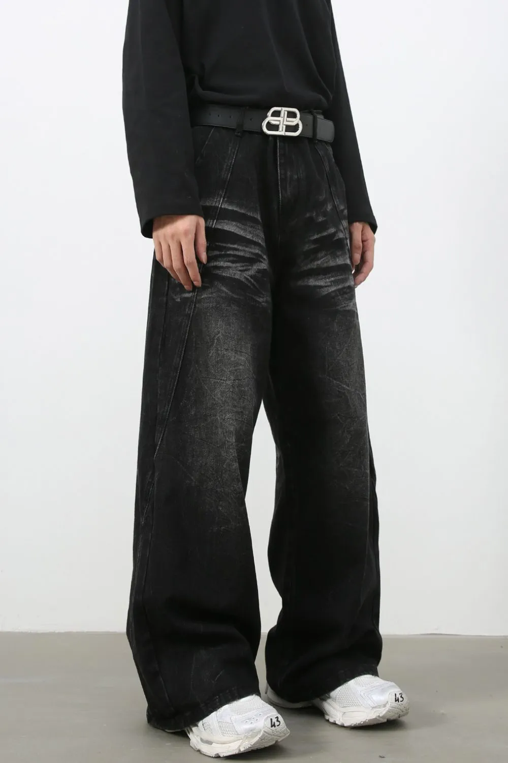 Men's Wide Leg Jeans with Pockets, image 4