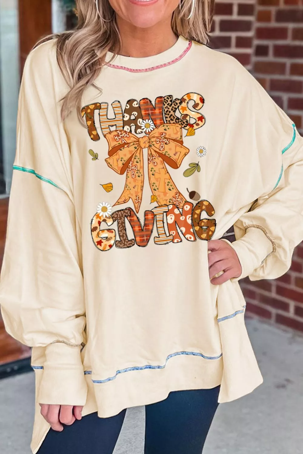 Thanksgiving Graphic Crew Neck Sweatshirt, image 3