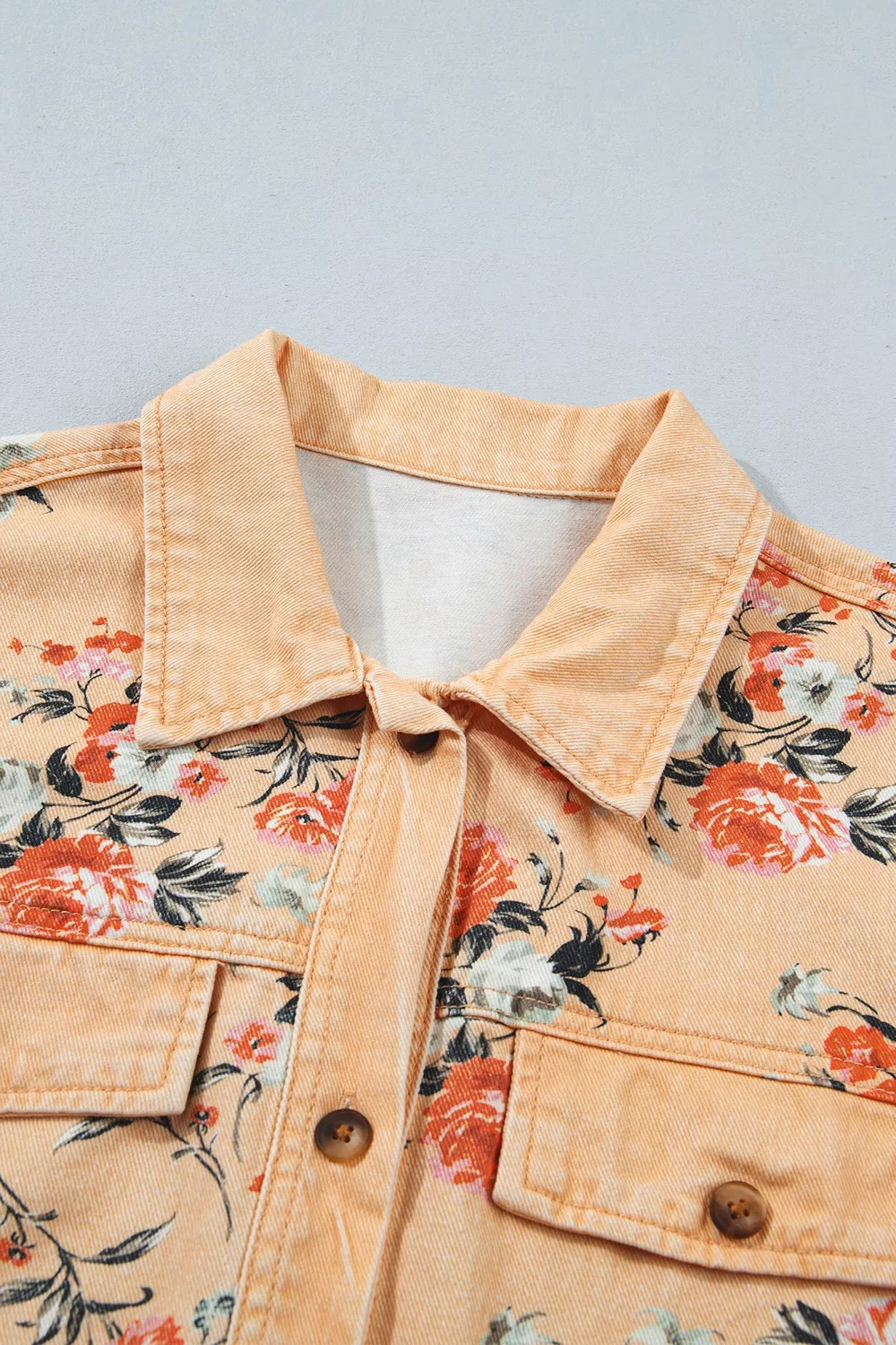 Floral Print Long Sleeve Denim Jacket, image 8