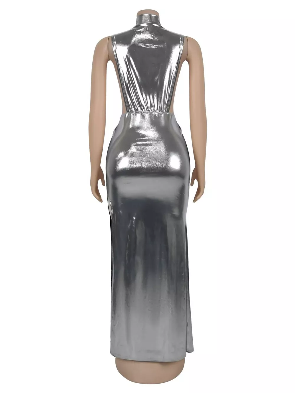 Mock Neck Cut-Out Ruched Maxi Dress, image 5
