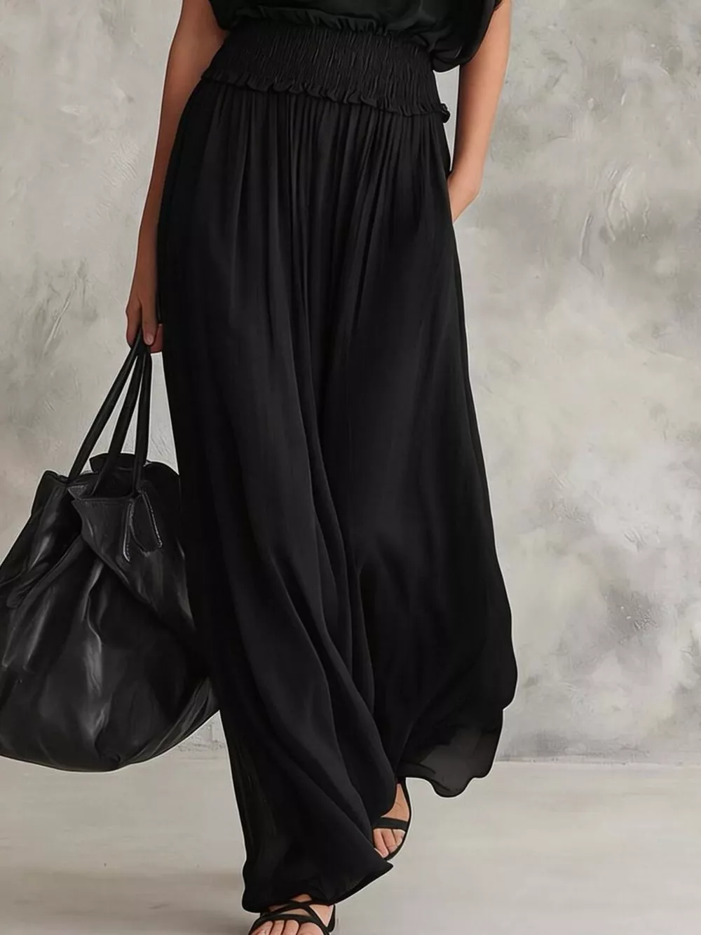 Chiffon Maxi Dress with Smocked Waist, image 12