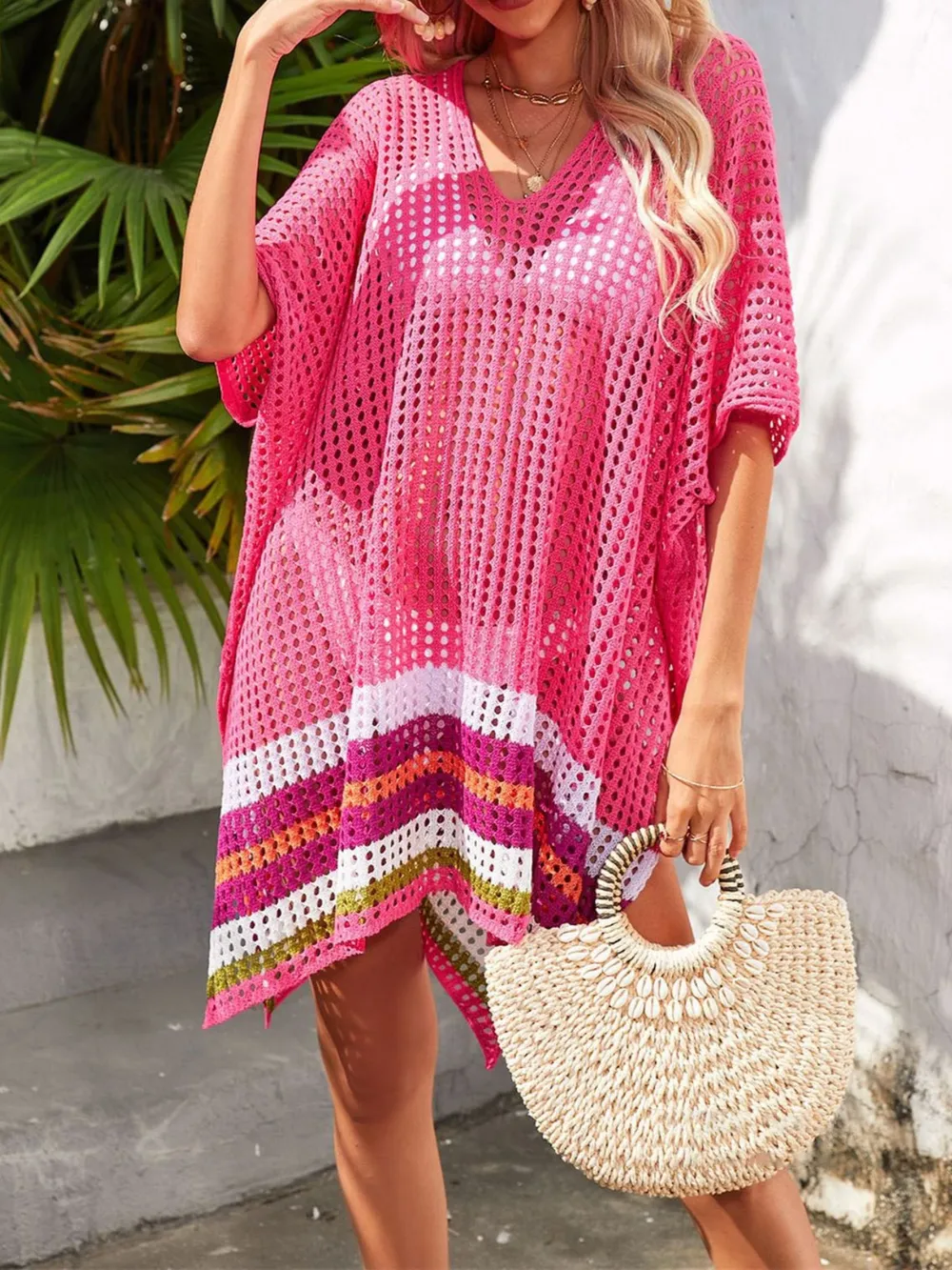 Crochet V-Neck Cover-Up Dress, image 4