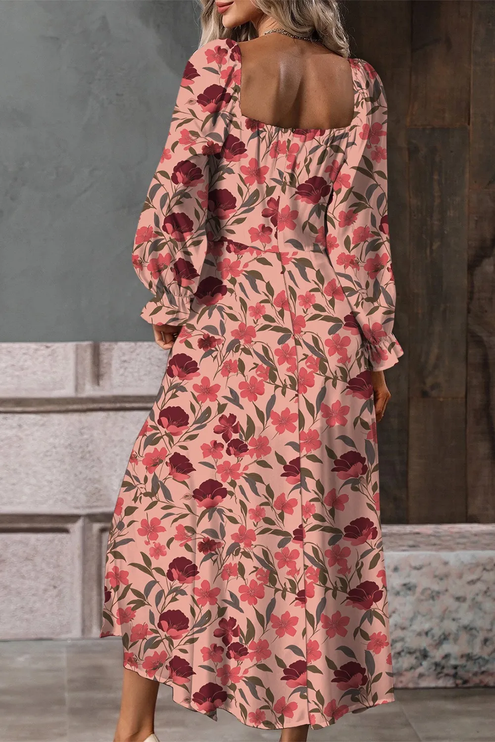 Floral Print Flounce Sleeve Midi Dress, image 4
