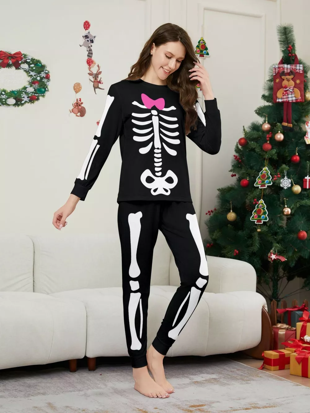 Full Size Matching Family Skeleton Pajama Set Plus Size, image 4