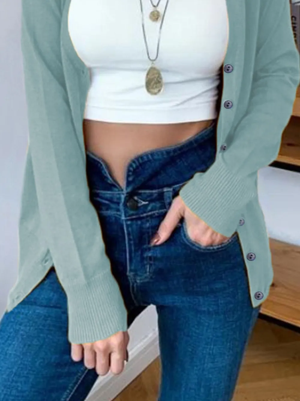 Button-Up Long Sleeve Cardigan, image 29