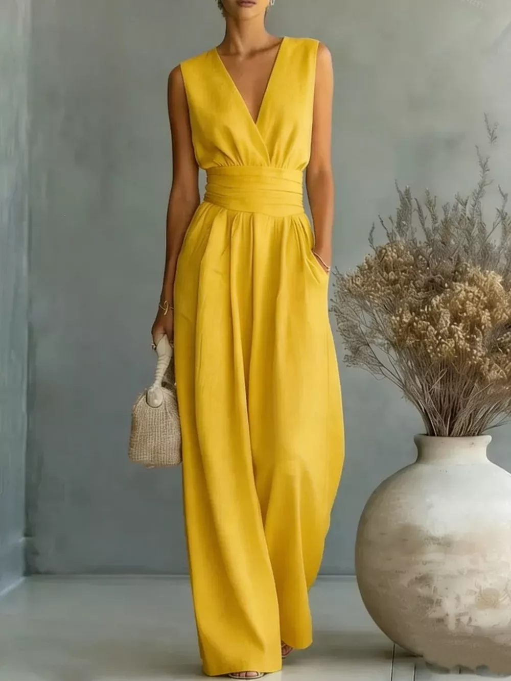 Full Size Sleeveless Wide Leg Jumpsuit Plus Size, image 8