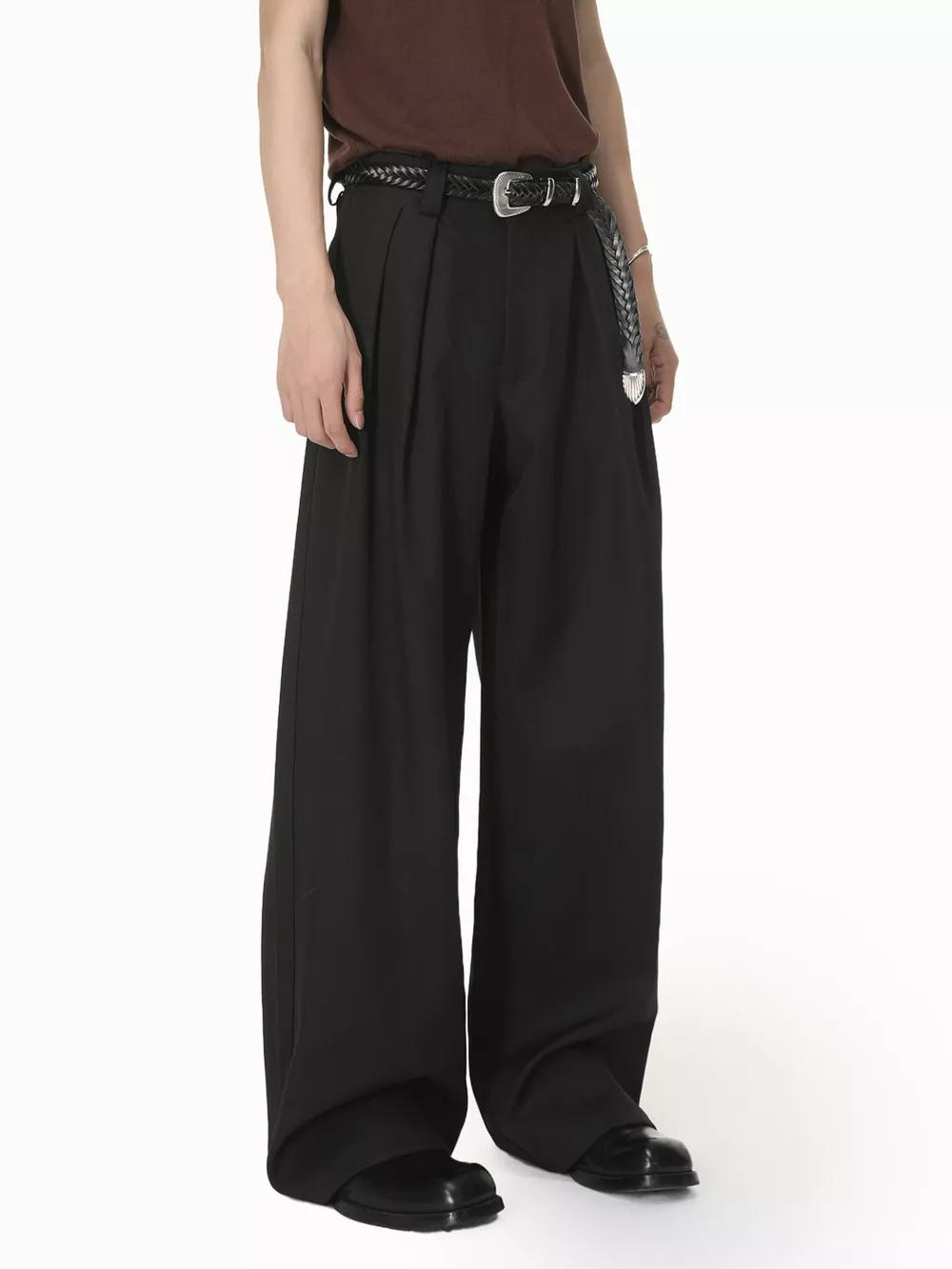 Men's High-Waisted Wide-Leg Pleated Pants, image 3