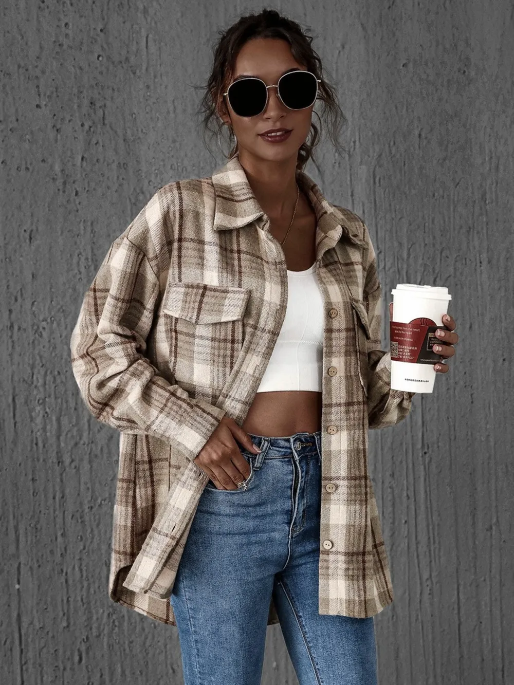 Plaid Button-Up Long Sleeve Shirt, image 7