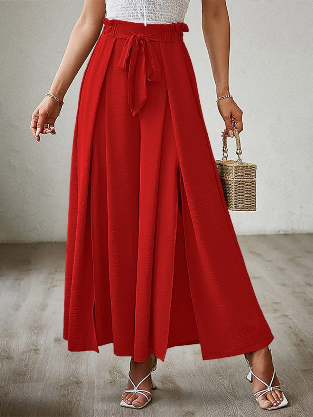 Tied Slit Wide Leg Pants, image 7