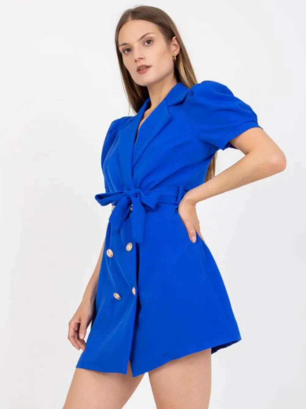 Tie Waist Short Sleeve Blazer Dress, image 4