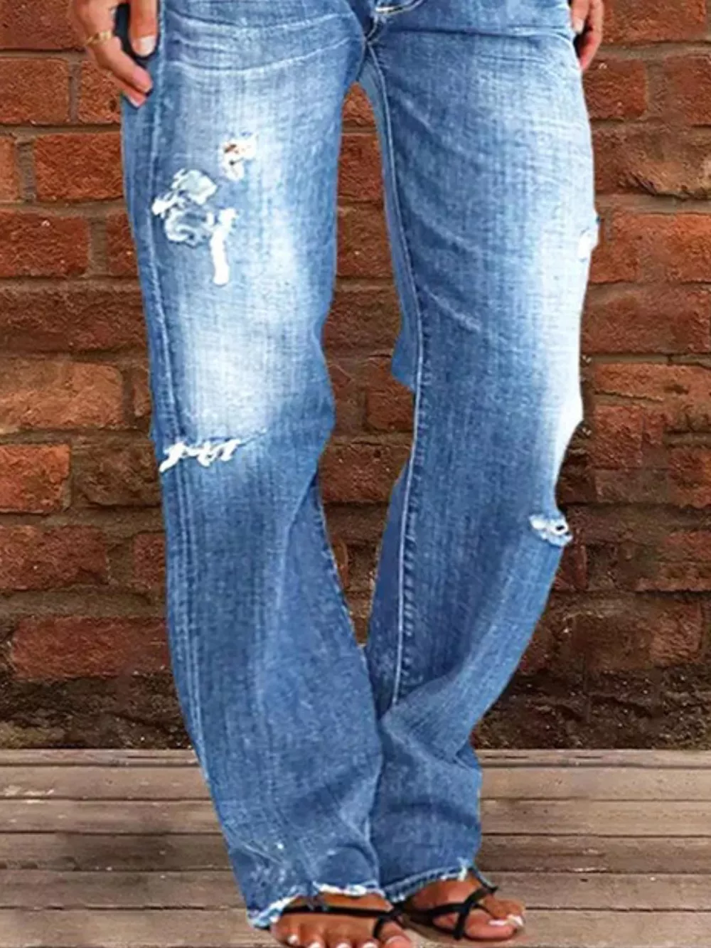 Full Size Distressed Raw Hem Jeans Plus Size, image 8