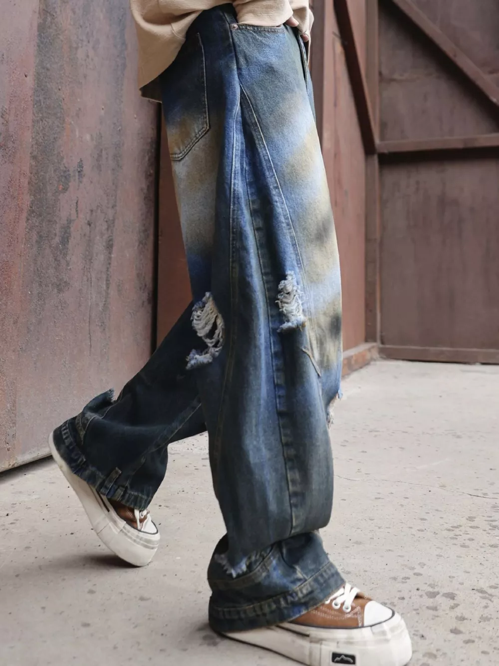 Men's Full Size Distressed Wide-Leg Jeans Plus Size, image 3
